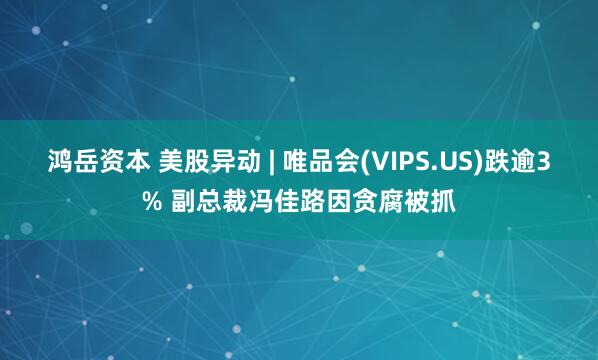 鸿岳资本 美股异动 | 唯品会(VIPS.US)跌逾3% 副总裁冯佳路因贪腐被抓